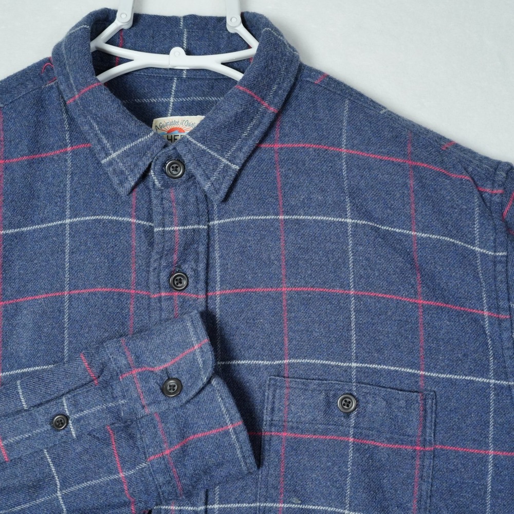 Faherty Brand Mens Blue Plaid Flannel Button Down Shirt Size M Long Sleeve